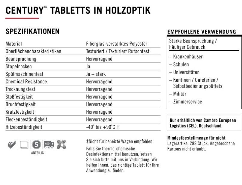 Tabletts 530x325 mm in Holzoptik