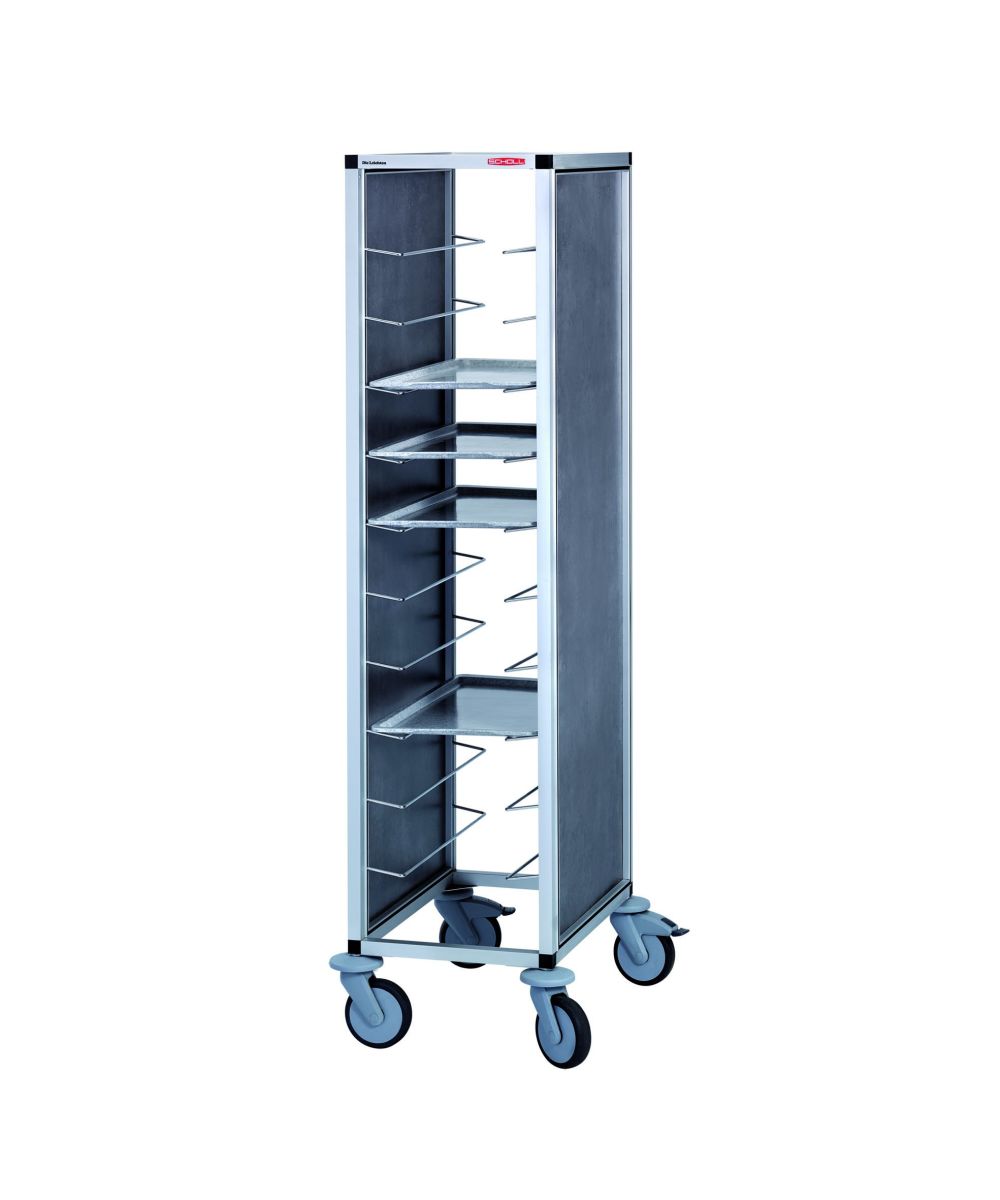 Leichtmetall-Tablettwagen für 7 EN-Tabletts, ohne Türe