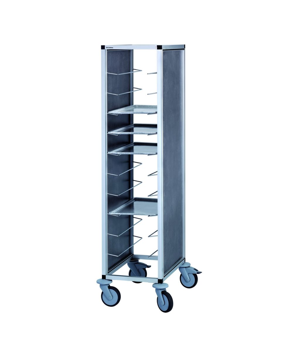 Leichtmetall-Tablettwagen für 11 Universal-Tabletts, ohne Türe