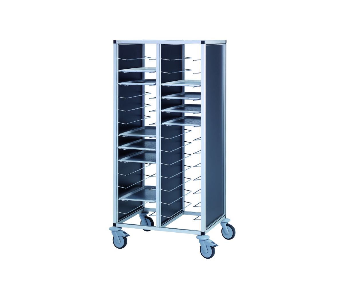 Leichtmetall-Tablettwagen für 12 EN-Tabletts, ohne Türen