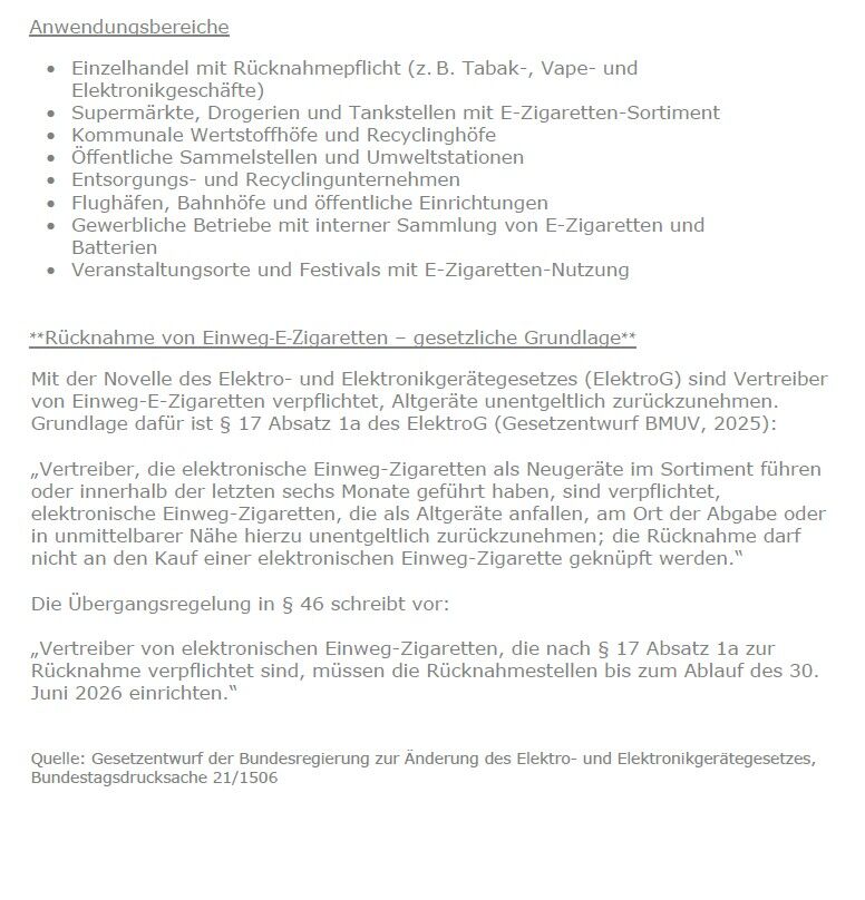 E-Zigarettensammler ohne Standfuß