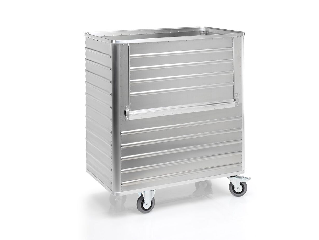 Aluminium-Transportwagen Inhalt 1050 Liter mit abklappbarer Längswand  