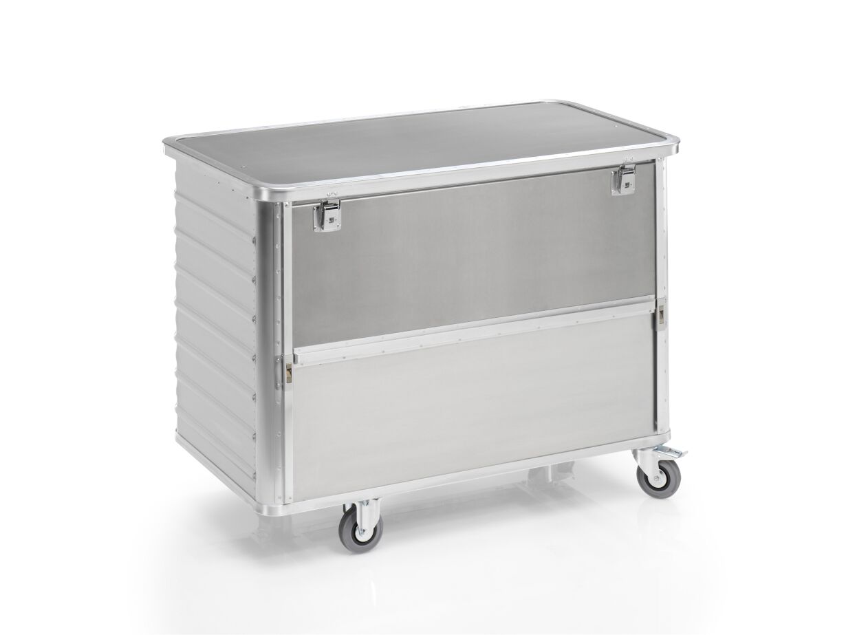 Aluminium-Transportwagen Inhalt 650 Liter mit Scharnierdeckel