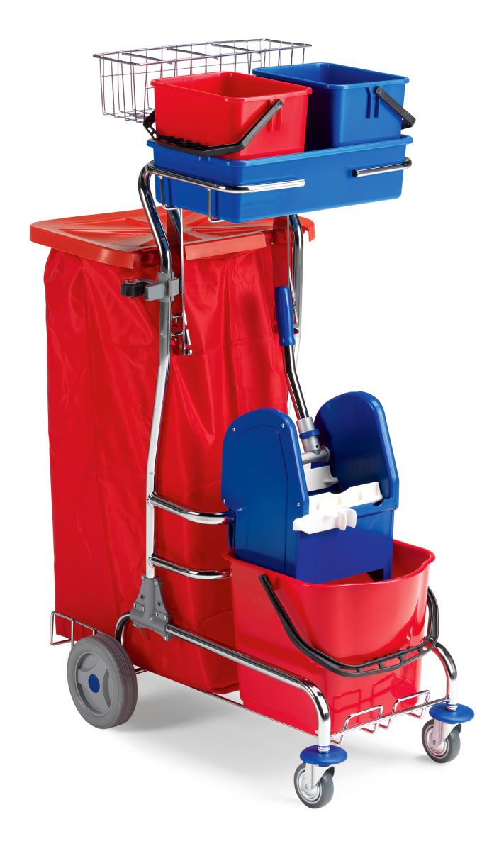 Reinigungswagen mit 1 x 15-L Eimer mit Profi-Mopppresse