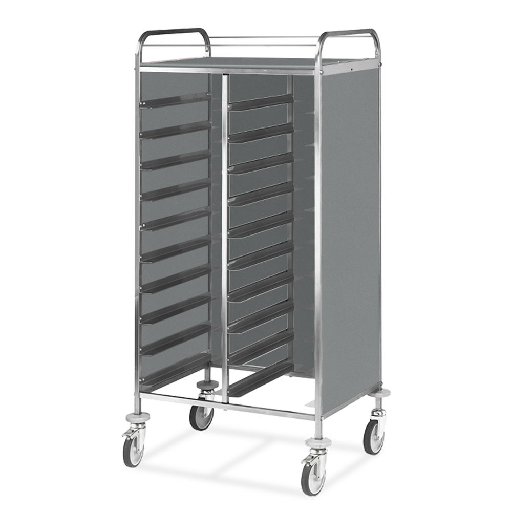 Tablettwagen für 24 EN - Edelstahl