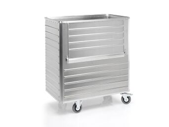 Aluminium-Transportwagen Inhalt 1050 Liter mit abklappbarer Längswand  