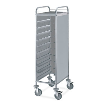 Tablettwagen für GN/EN Tabletts - 2 Seitenwände, Rückwand und Oberplatte - 1-fach, mit L-Auflage