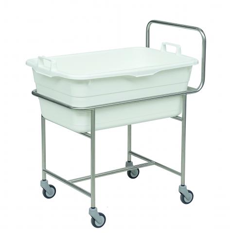 Edelstahl-Fahrgestell mit Wanne und Schiebebügel Edelstahl-Fahrgestell mit Wanne und Schiebebügel