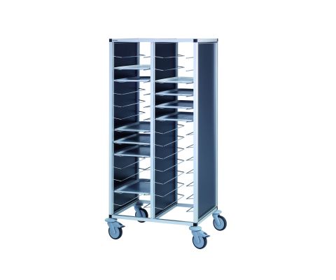 Leichtmetall-Tablettwagen für 12 EN-Tabletts, ohne Türen