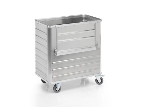 Aluminium-Transportwagen Inhalt 360 Liter mit abklappbarer Längswand