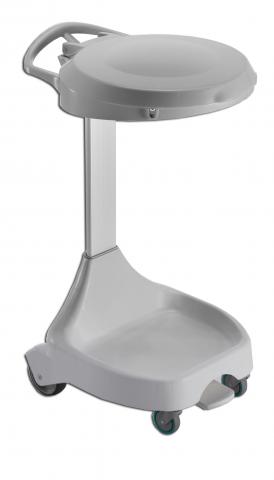 Hygiene-Pedal-Abfallsammler fahrbar mit weißem Deckel Hygiene-Pedal-Abfallsammler fahrbar mit weißem Deckel