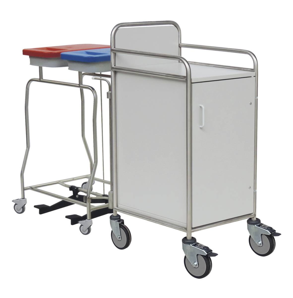 Stationswagen mit koppelbarem 2-fach Wäschesammler