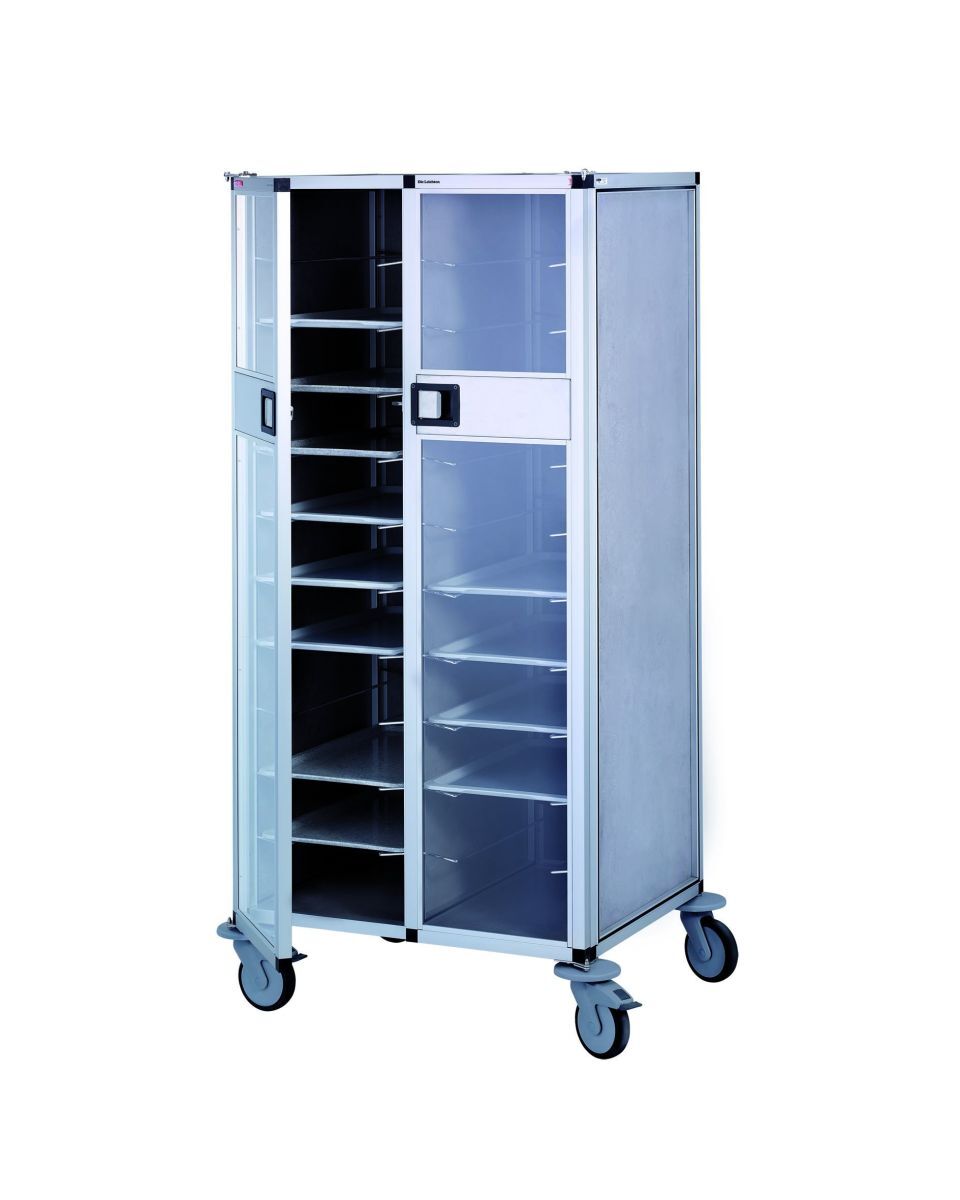 Leichtmetall-Tablettwagen für 20 EN-Tabletts, mit Türen